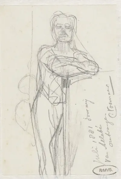 Staande figuur, de armen over elkaar