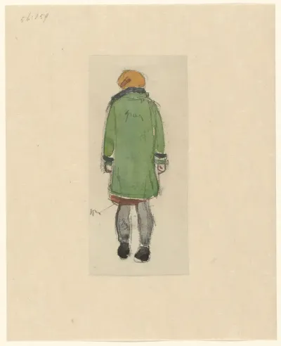 Staande figuur in een winterjas
