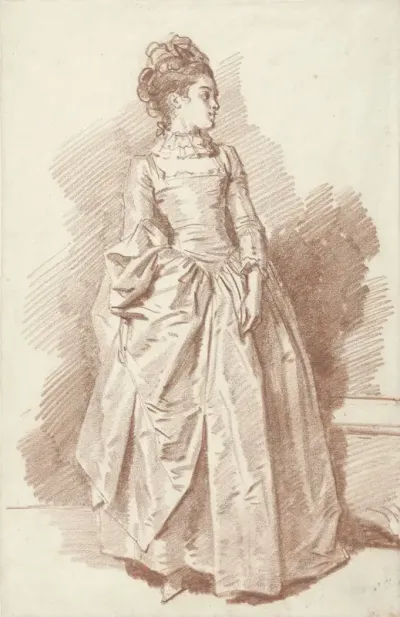 Staande jonge vrouw, met het gezicht en profil naar rechts — Jean Honoré Fragonard Kanvas Tablo