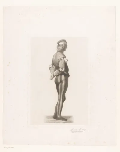 Staande jongeman met handen op de rug in historische kledij