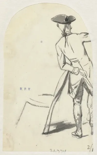 Staande jongeman, op de rug gezien (Ferdinand Huyck?)