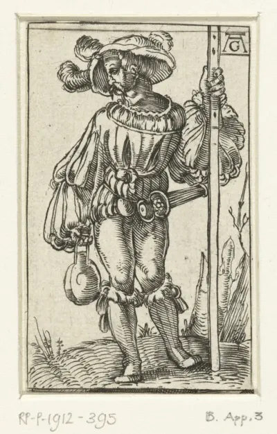 Staande landsknecht met fles