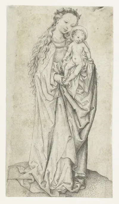 Staande Madonna en kind met appel
