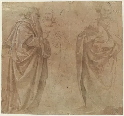 Staande Madonna met twee heiligen