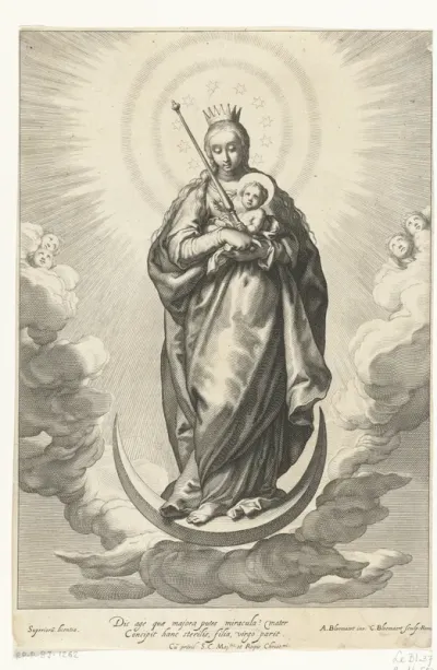 Staande Madonna op de maansikkel