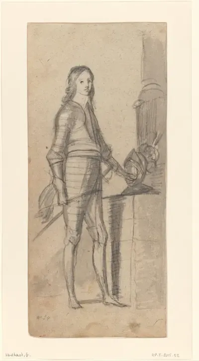 Staande man in harnas