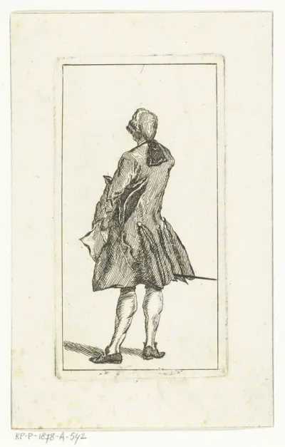 Staande man met staartpruik