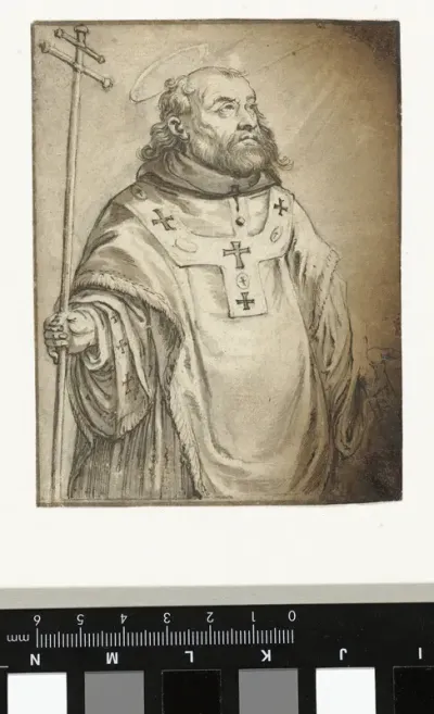Staande mannelijke heilige, ten halven lijve (de H. Bonaventura?)