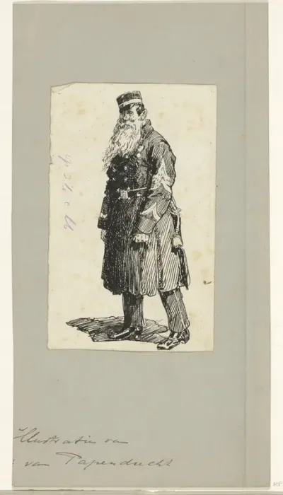 Staande militair met baard