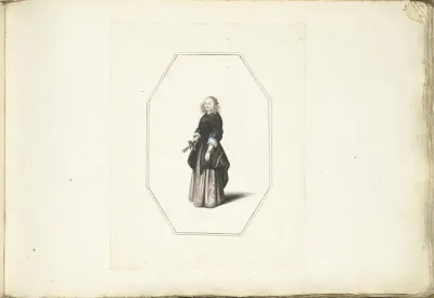 Staande vrouw, in achthoekige omlijsting