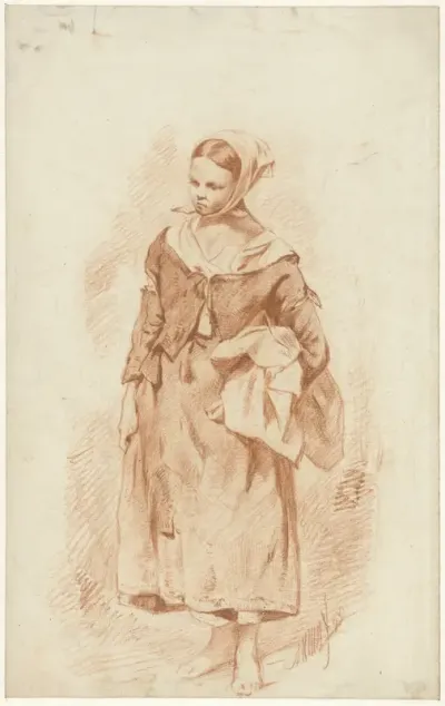 Staande vrouw met hoofddoek