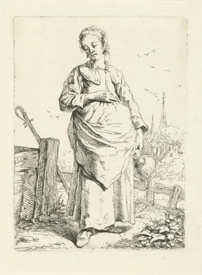 Staande vrouw met kruik