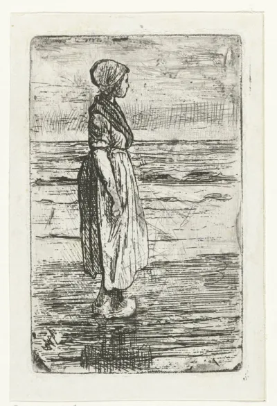 Staande vrouw op het strand