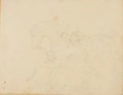 Stable Boy Running Beside a Draught Horse