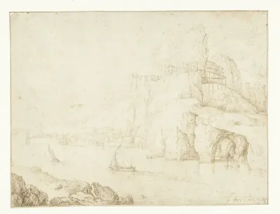Stad met hoge rotsen gelegen aan een rivier