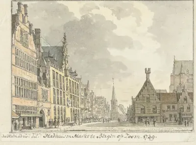 Stadhuis en Markt te Bergen op Zoom