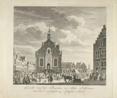 Stadhuis en markt te Schiedam