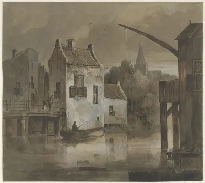 Stadsgezicht, bij avond
