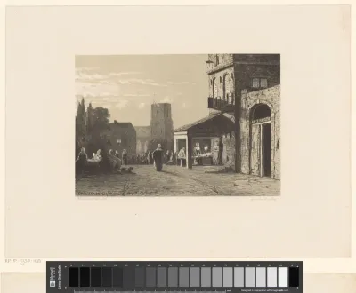 Stadsgezicht bij maanlicht