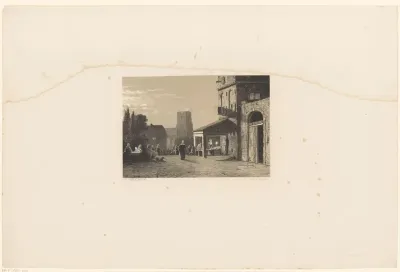 Stadsgezicht bij maanlicht