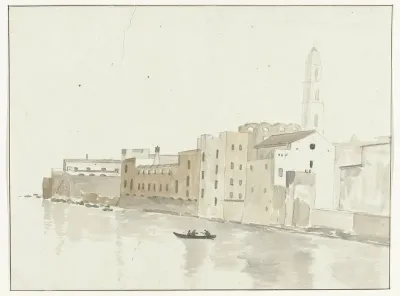 Stadsgezicht in Bari vanuit een raam in de herberg