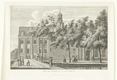 Stadsgezicht met Academie te Leiden