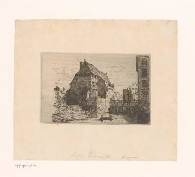Stadsgezicht met boot in de gracht