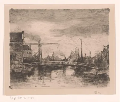 Stadsgezicht met brug