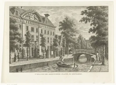 Stadsgezicht met College van Gedeputeerde Staten te Leeuwarden