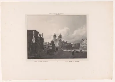 Stadsgezicht met de St. Andreaskerk in Düsseldorf