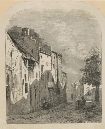 Stadsgezicht met een trapgevelhuis