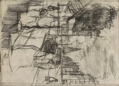 Stadsgezicht met figuren, mogelijk in Amsterdam