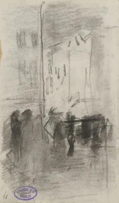 Stadsgezicht met figuren, mogelijk in Amsterdam