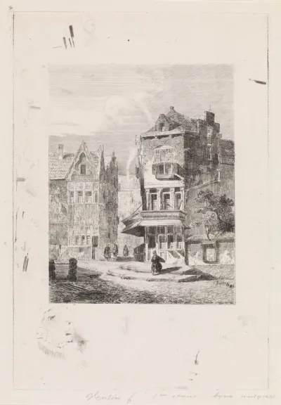 Stadsgezicht met figuren