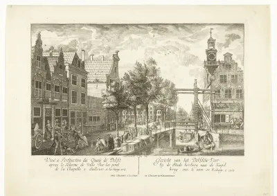 Stadsgezicht met het Zieken en Oude Vrouwenhuis en Kinderhuis aan het Spui te Den Haag