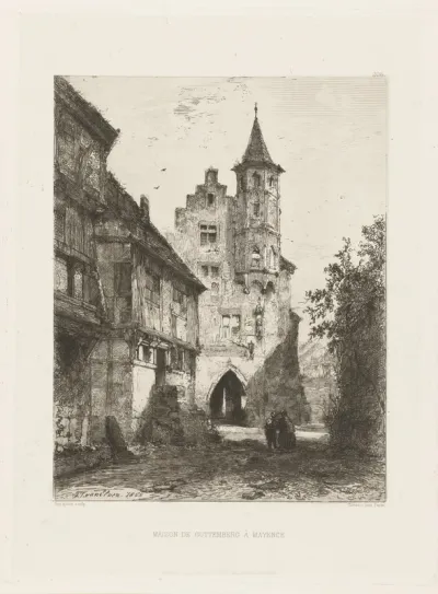Stadsgezicht met kasteel