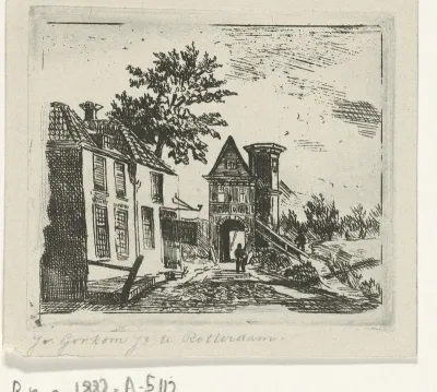 Stadsgezicht met poort