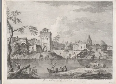 Stadsgezicht met rivier
