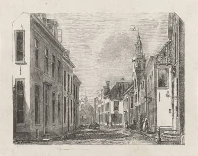 Stadsgezicht met twee kerktorens