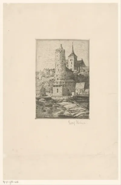 Stadsgezicht met twee torens