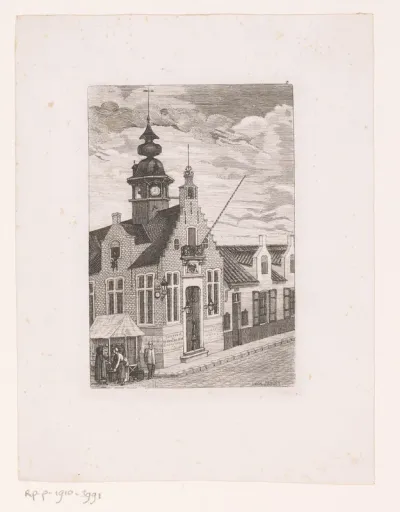 Stadsgezicht met winkelkraam te Blankenberge