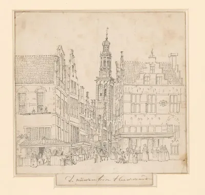 Stadsgezicht van Leeuwarden met de Nieuwe Toren