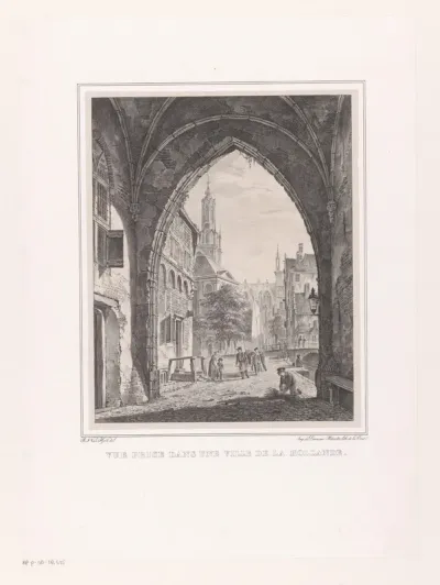 Stadsgezicht vanonder een poort