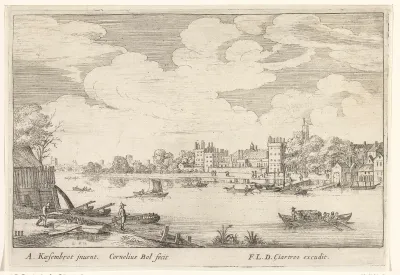 Stadshaven met vissersschepen