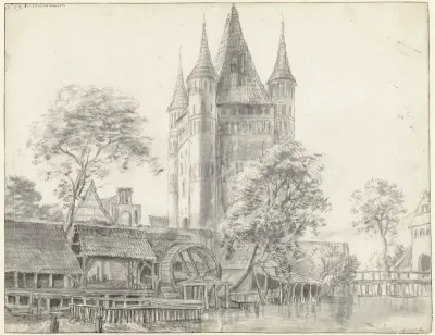 Stadspoort Altenbrücker Tor en watermolen te Lüneburg bij Hamburg