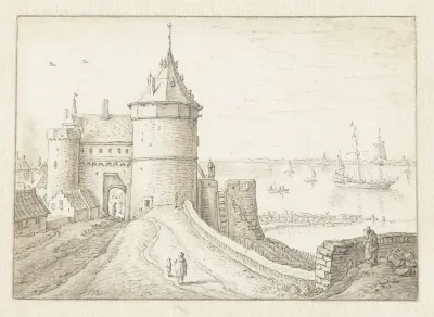 Stadspoort met uitzicht op zee