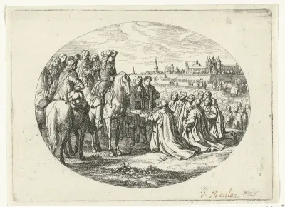 Stadssleutels worden aangeboden aan Lodewijk XIV, koning van Frankrijk