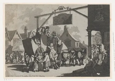 Stage Coach Setting Down at the Dolphin Inn