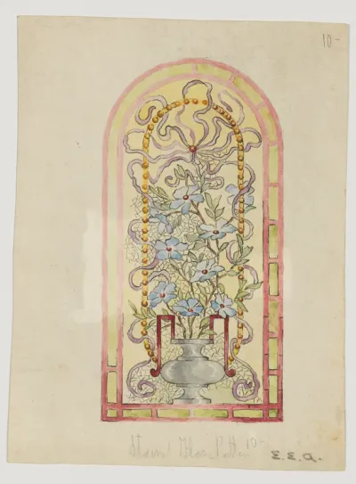 Stained Glass Design with Flowering Vase