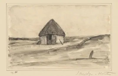 Stal of schaapskooi in landschap